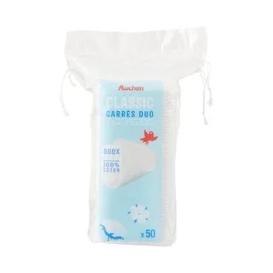 Producto Alcampo Cuadrados Desmaquilladores Dúo, Suaves y de Algodón 100% 50 Uds.