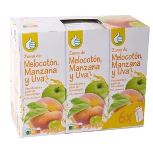 Producto  Alcampo Económico Zumo de Melocotón, Uva y Manzana Brick 6 Uds X 20 Cl. 1200 ML