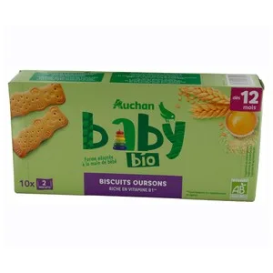 Producto Alcampo Galletas Ecolólogicas con Forma de Ositos en 10 Sobres de 2 Uds, a Partir de 12 Meses 150 G