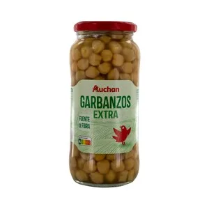 Producto Alcampo Garbanzos Extra, Cocidos y con bajo Contenido en Sal Bote 400 G.