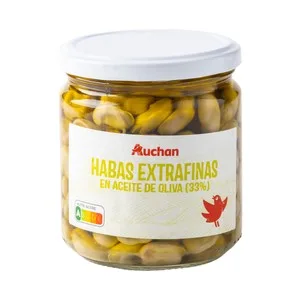 Producto Alcampo Habas Extrafinas en Aceite de Oliva /33 %) Frasco de 220 G.