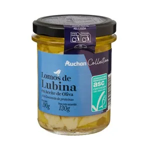 Producto Alcampo Lomos de Lubina ASC en Aceite de Oliva Tarro 130 G.