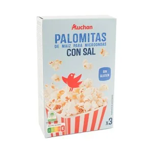 Producto Alcampo Palomitas de Maíz con Sal para Microondas 3 Uds. X 90 G. 270 G