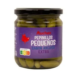 Producto Alcampo Pepinillos Pequeños Sabor a Anchoa Producto Alcampo Frasco de 180 G.