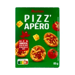 Producto Alcampo Pizz-apéro Crackers con Queso Emmental, Tomate y Hierbas Aromáticas 85 G.