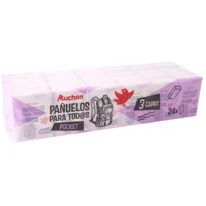 Producto Alcampo Pocket Pañuelos de Celulosa con 3 Capas 24 Uds.