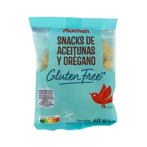 Producto Alcampo Snacks de Aceitunas y Orégano con Aceite de Oliva, sin Gluten Producto Alcampo 50 G.
