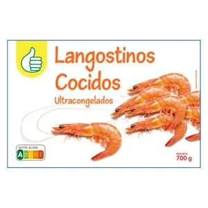 Producto Económico Alcampo Langostinos 50/55 Cocidos y Ultracongelados 700 G.