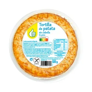 Producto Económico Alcampo Tortilla de Patata Fresca, sin Cebolla y sin Gluten 500 G.