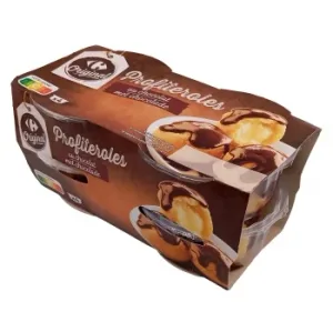 Profiteroles con Chocolate Carrefour Original Pack de 4 Unidades de 90 G.