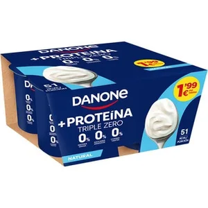 Protein Yogur con Proteínas Natural Desnatado 0% M.g. 0% Azúcares Añadidos Pack 4 0% Conservantes Danone 100 G