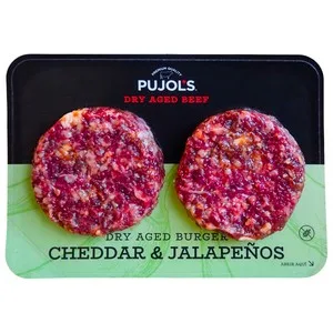 Pujol´s Burger Meat de Carne de Res Seca y Madurada con Cheddar y Jalapeños 2 X 150 G. 300 G
