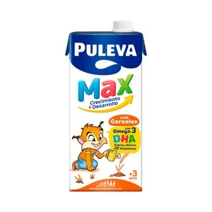 Puleva Max Crecimiento + Desarrollo Bebida Láctea Infantil, Enriquecida con Cereales, Calcio, Hierro, 12 Vitamínas y Omega 3 1 L. 1000 ML