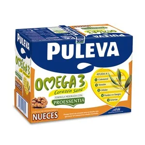 Puleva Omega 3 Preparado Lácteo Desnatado, Enriquecido con Nueces, Ácido Oleico y Omega 3  6 X 1l. 6000 ML