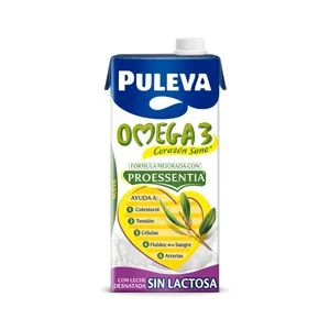 Puleva Omega 3  Preparado Lacteo Desnatado, sin Lactosa y Enriquecido con Ácido Oleico y Omega 3 6 X 1l. 6000 ML