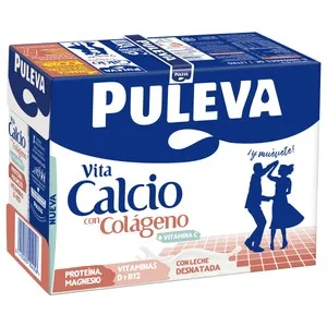 Puleva Vita Calcio Preparado Lácteo Desnatado con Calcio y Colágeno 6 X 1 L. 6000 ML
