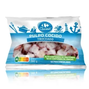 Pulpo Cocido Troceado Congelado Carrefour 285 G.