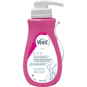 Pure Crema Depilatoria para Cuerpo y Piernas sin Olor a Amoniaco para Pieles Sensibles Veet