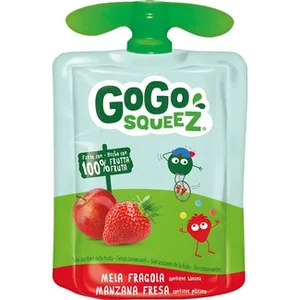 Puré de Manzana y Fresa 100% Fruta con Plátano y Uva Negra con Zumo de Manzana a Partir de Concentrado Gogo Squeez