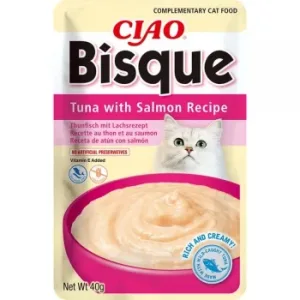 Puré para Gatos Sabor Atún con Salmón Churu Bisque 40 G.