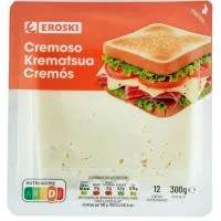 Queso Cremoso Eroski, Lonchas, Bandeja 300 G