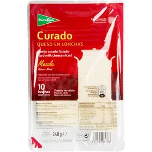 Queso Curado Mezcla Elaborado con Leche Pasteuerizada en Lonchas el Corte Ingles