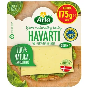 Queso Danés Havarti de Vaca IGP en Lonchas Elaborado con Leche Pasteurizada Arla