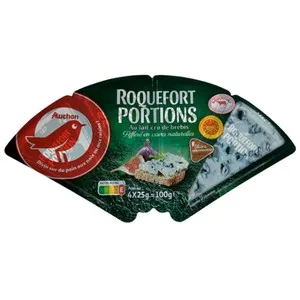 Auchan Queso en Porciones Roquefort 4 Uds. Producto Alcampo 100 G