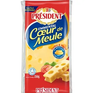 Queso Francés Emmental de Vaca Elaborado con Leche Pasteurizada  President 250 G