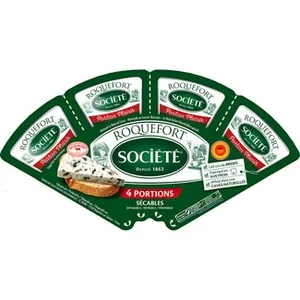 Queso Francés Roquefort de Oveja Elaborado con Leche Cruda 4 Porciones DOP Societe