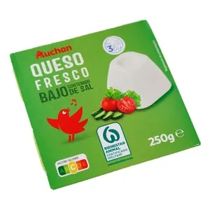 Auchan Queso Fresco bajo Contenido de Sal 4 Uds. 62,5 G. Producto Alcampo 250 G