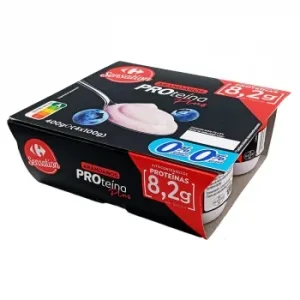 Queso Fresco Desnatado con Arándanos sin Azúcar Añadido Proteína Plus Carrefour Sensation sin Gluten Pack de 4 Unidades de 100 G.