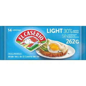 Queso Fundido Light - 30% M.g. en Lonchas 14 Unidades el Caserio