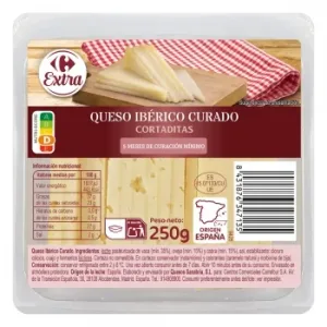 Queso Ibérico Curado Extra Carrefour Cuña Cortada 250 G.