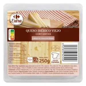 Queso Ibérico Viejo Extra Carrefour Cuña Cortada 250 G.