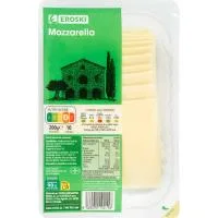 Queso Mozzarella Eroski, Lonchas, Bandeja 200 G