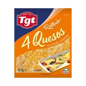 TGT Queso Rallado Mezcla 4 Quesos, para Fundir y Gratinar 150 G.