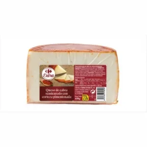 Queso Semicurado de Cabra Corteza Pimentonada Carrefour Extra Cuña 450 G.