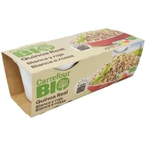 Quinoa Real Blanca y Roja para Microondas Ecológica Carrefour Bio Pack de 2 Unidades de 125 G.