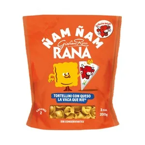 Rana Ñam Ñam Tortellini de Pasta Fresca al Huevo Rellenos que Queso la Vaca que Rie 200 G.