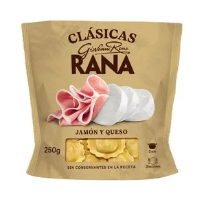 Rana Tortellini de Pasta Fresca al Huevo, Rellenos de Jamón y Queso 250 G.