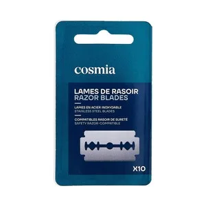 Cosmia Recambio de Cuchillas de Acero Inoxidable, para Maquinilla de Afeitar Clásicas 10 Uds.
