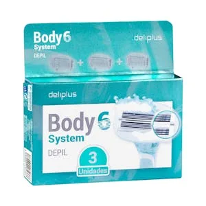 Recambios Maquinilla Depilación Deliplus Body System 6 Hojas 3 UD