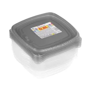 Recipiente de Plástico Cuadrado bajo 0,8l Bosque Verde 5 UD