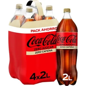 Refresco de Cola sin Azúcar Zero Cafeína Pack 4  Coca-cola Zero 2 L