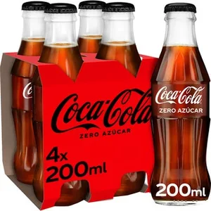 Refresco de Cola sin Azúcar Pack 4 (envase de Vidrio) Coca-cola Zero 20 CL