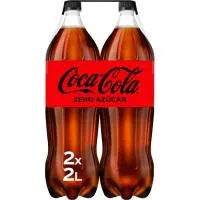 Refresco de Cola sin Azúcar Coca Cola Zero, Pack 2x2 Litros