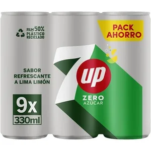 Refresco de Lima Limón sin Azúcar con Gas Pack 9  Seven UP Zero 33 CL