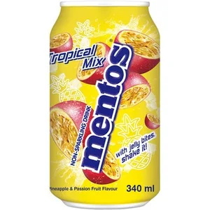 Refresco Sabor Tropical Mix Piña y Fruta de la Pasión con Trozos de Gelatina Mentos