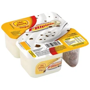 Reina Yogur Natural Azucarado, con Galleta Bañada con Chocolate Blanco  Filipinos 2 X 143 Gr. 286 G